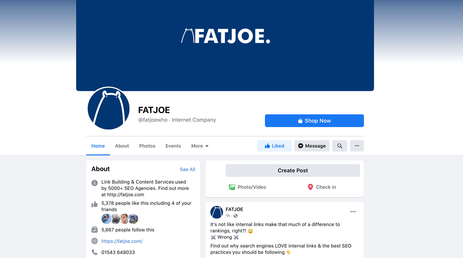 A screenshot of the FATJOE Facebook page
