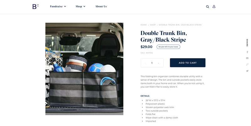 A screenshot of the Boon Supply Website showing an image of the product