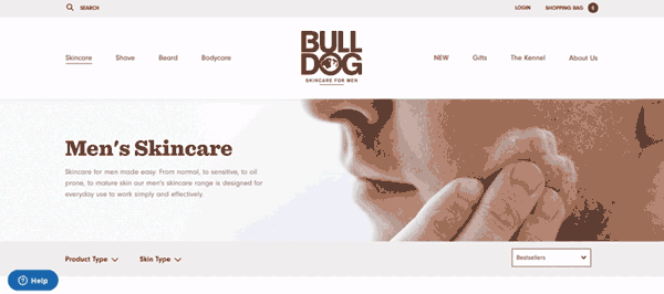 A screenshot of the Bulldog website