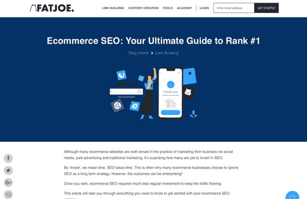 A gif showing the ecommerce blog sections within the ecommerce seo blog post