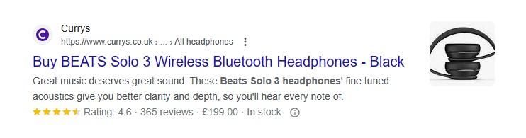 Rich headphones search result