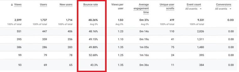 Google Analytics bounce rate