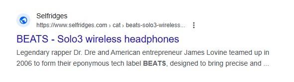 Standard headphones search result