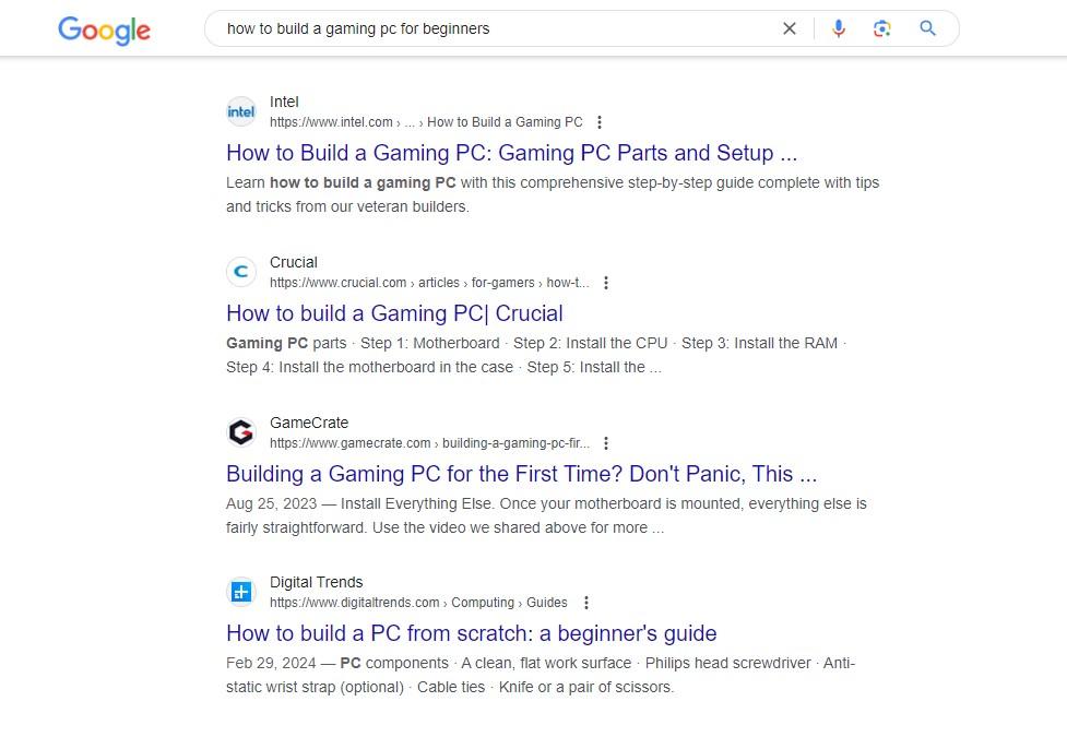 How to guide search results example