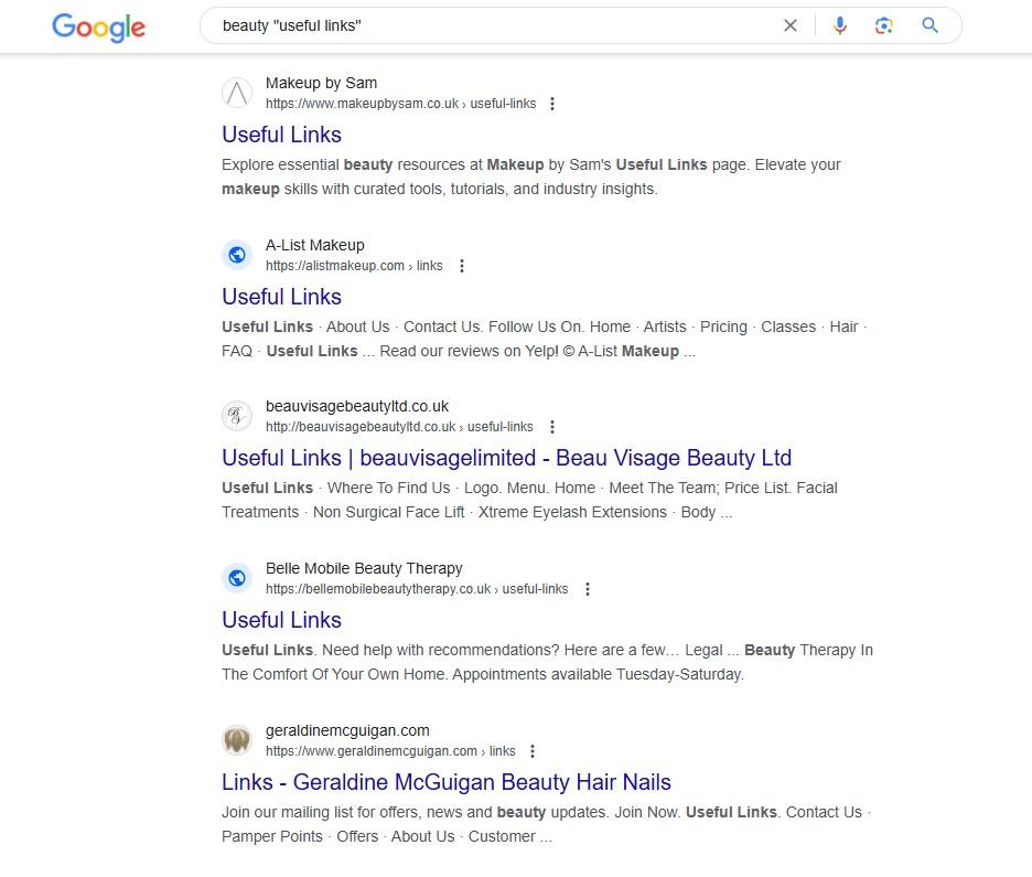 Beauty useful links example search